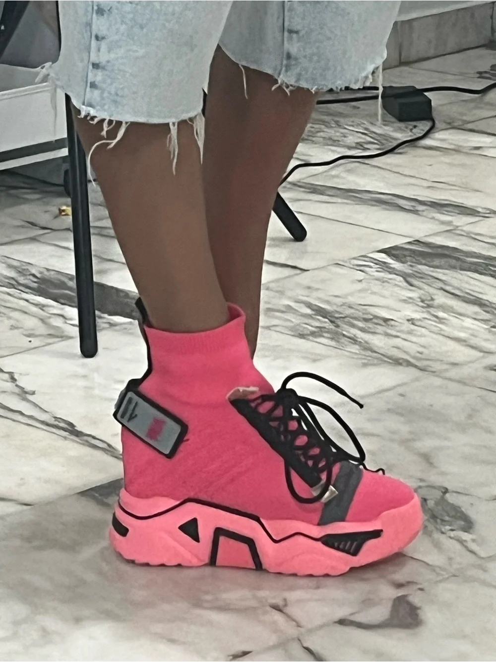 Bright Pink Sock-Style Platform Sneakers
